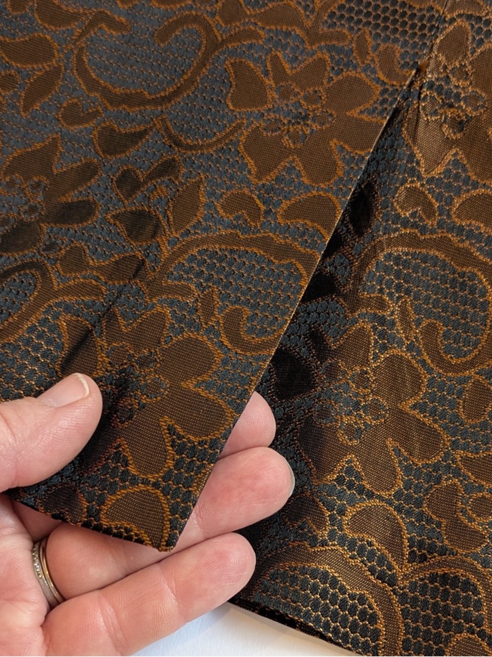 Maggy London Brown Black Lace Jacquard Skirt Suit Set Size 12 - Picture 11 of 11